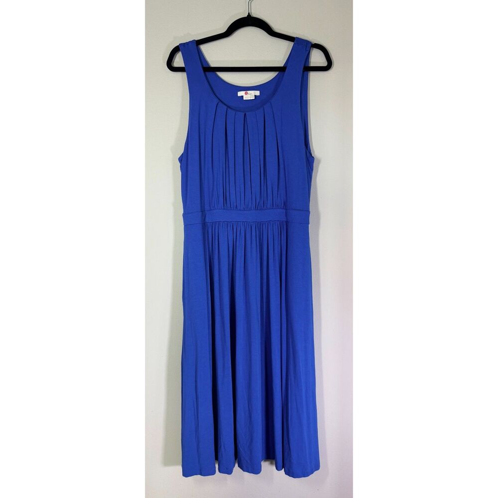 Boden US 14 Cobalt Blue Pleated Stretch Jersey Sleeveless Dress Business Casual